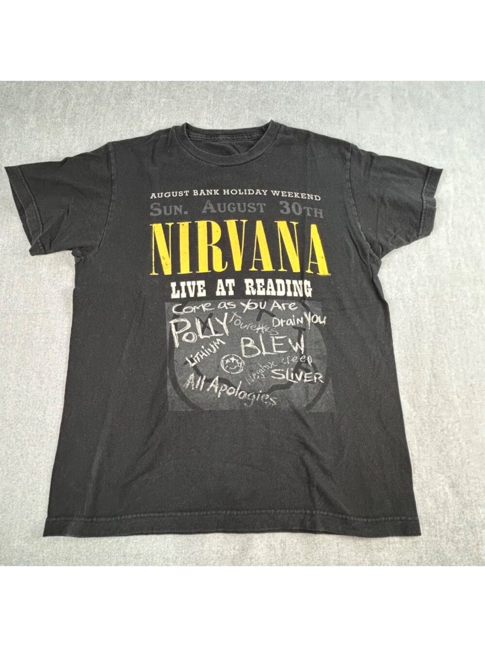 Nirvana Live At Reading T-Shirt Sz S August 30th Concert Black Vintage Style